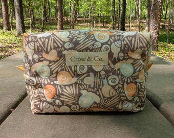 Medium Travel Makeup Bags - Nature Inspired Cosmetic Organizers - Snails