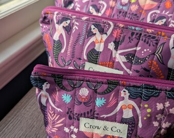 Mermaid Collection | Matching Pouches | Wallets | Travel Bags | Quilted & Handmade