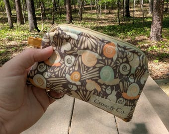 Quilted Keychain Wallet - Outdoor Inspired Cotton Mini Wallet - Snails