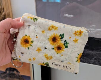 Quilted Keychain Wallet - Outdoor Inspired Cotton Mini Wallet - Spring Collection