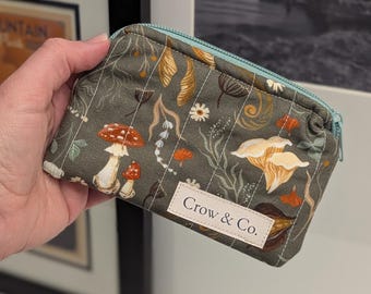 Quilted Keychain Wallet - Outdoor Inspired Cotton Mini Wallet - Forest Finds