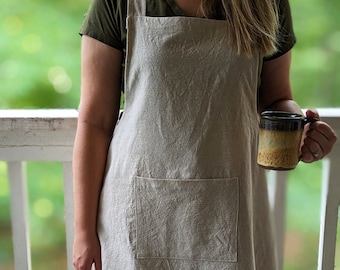 Pinafore Apron | Cotton Apron | Apron for Baking | Apron for Gardening | Gift for Her | Beige Apron
