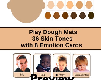 Play Dough Mats: 36 Skin Tones with 8 Emotion Cards
