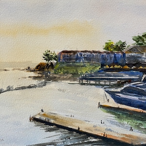 Bar Harbor, Acadia, Maine,  Original Watercolor Painting, with Framed Option, One of a Kind