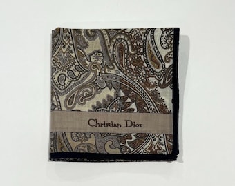 Vintage 90s Christian Dior Men’s Handkerchief Art Paisley ,Bandana Accessories, Pocket Square, Blue Cotton 18.5”