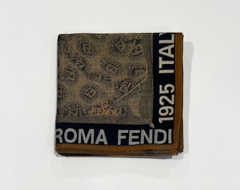 FENDI Handkerchief Men’s Cotton  Art Logo Plain Gray Pocket Square 19” Vintage Fendi Handkerchief, Fendi Neck Scarf, Vintage Fendi