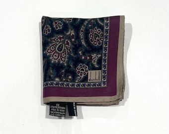 Men Handkerchief Handkerchief Man Dunhill Vintage  Silk Made in Italy Art Paisley Purple Pocket Square 17” Handkerchief Pocket suit