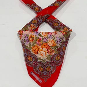 Vintage 90s Christian Dior Handkerchief,Women Handkerchief Art Floral Paisley’s Classic Cotton Pocket Square 20” Vintage scarf Neckerchief