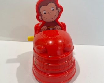 Curious George Monkey Car toy 2024 Mcdonalds Mcdo Happy Meal Collectible Japan Toy,Curious George mini wind-up car in red, fun design