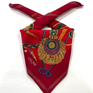 Celine Paris Vintage 90s Handkerchief Red Cotton Square Bandana Scarf Celine Napkin,Vintage Celine Neckerchief Celine Band 20”