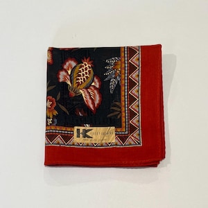 Pañuelo vintage de Hiroko Kosaino, diseño floral de mujer, de algodón, de 18 pulgadas, regalo