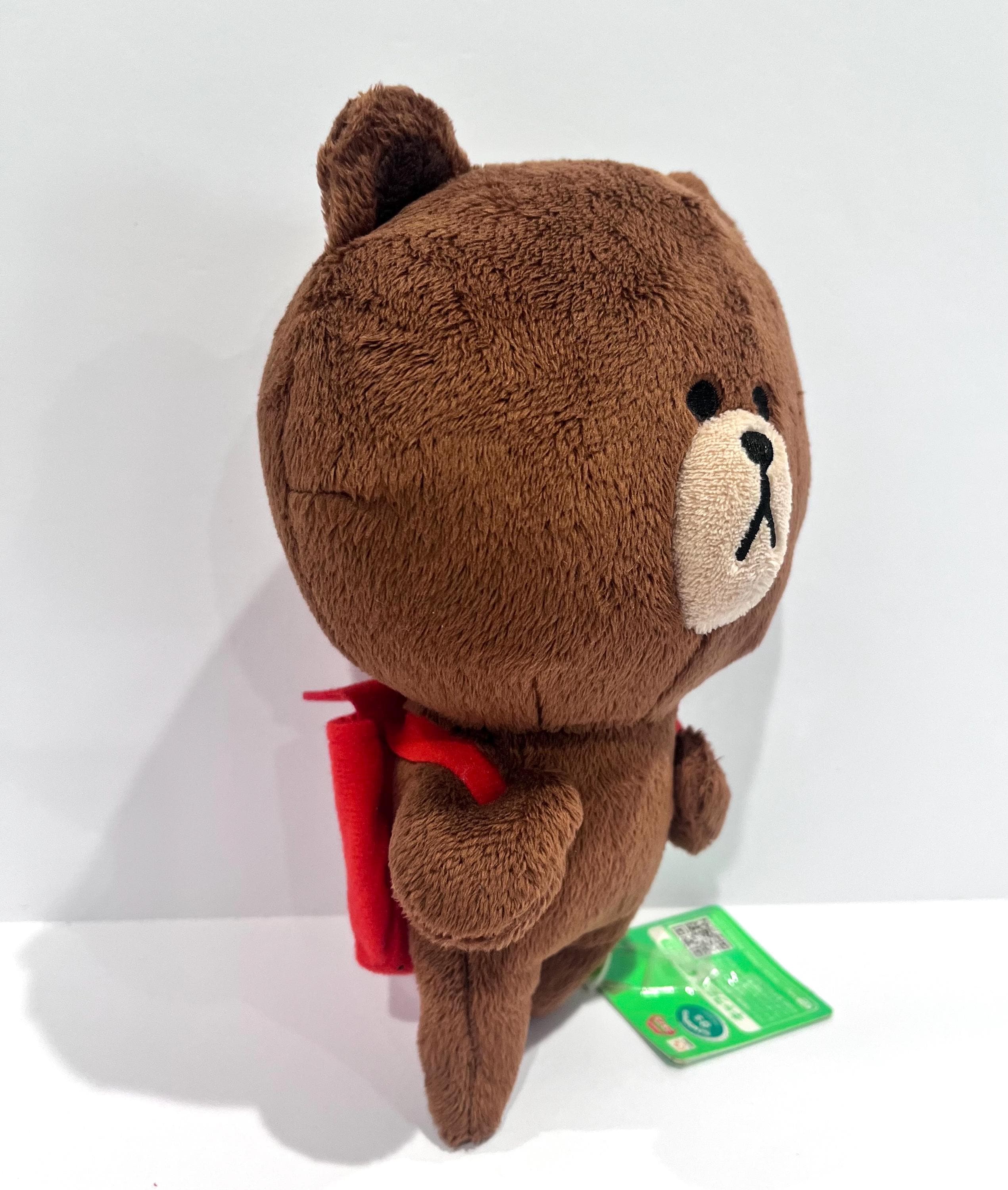 LINE Character Brown Bear Red Backpack Furyu Plush 7”line Friends