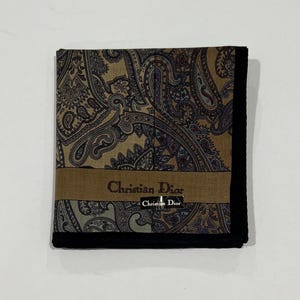 Vintage 90s Christian Dior Men’s Handkerchief Art Paisley ,Bandana Accessories, Pocket Square, Cotton 18.5”