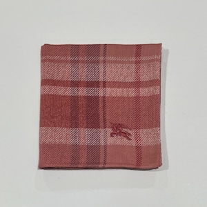 Burberry Vintage Handkerchief Pink  Plaid & Checks Pocket Square Cotton 19“ Burberry Vintage