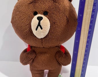 LINE Character Brown Bear Red Backpack Furyu Plush 7”line Friends