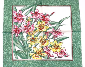 JIM THOMPSON Silk Jim Thompson Handkerchief Silk Napkin Flower Morning Green Pocket Square 16.5” for gift