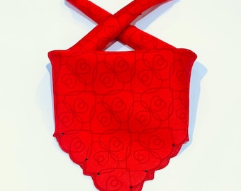 Vintage 90s Handkerchief YSL Women Mini Scarf YSL Art Heart Red Cotton Pocket Square 19” Yves Saint Laurent