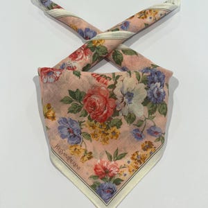 Pañuelo de Yves Saint Laurent para mujer, de algodón, con el logotipo artístico, para bolso, minibufanda vintage YSL, de algodón, con diseño floral, 45 x 47 cm