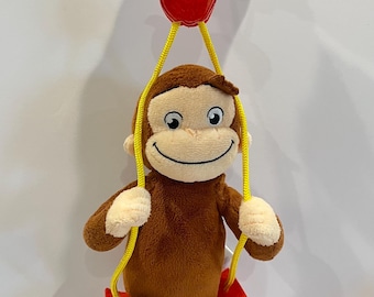 CURIOUS GEORGE Monkey Chimpanzee Plush Doll Animal Small Plush Stuffed Family Toy High 6”,Curious George Monkey, swing, Apple Cute Gift