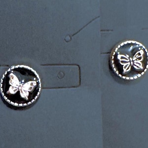 Small silver and black butterfly push back hat pin