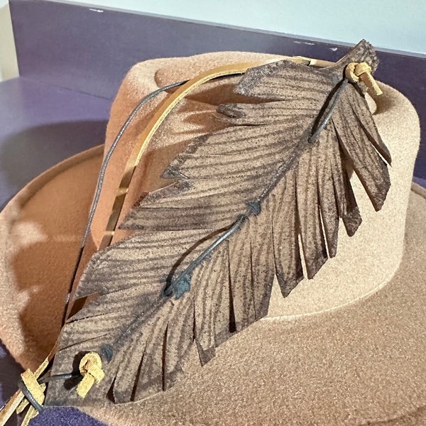 Large Leather Feather Hat Band