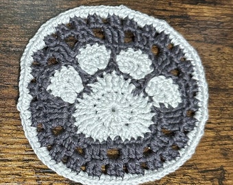 Paw Print Coaster | Animal Lover | Coasters | Animal Print | Paw Print | Handmade | Physical Product | Made to Order | Customizable| Crochet