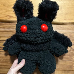 Mothman Crochet Plushie | Cryptid Crochet Plushie | Mythical Crochet Plushie | Mothman Amigurumi | Black Moth| Moth Crochet | WV Mothman