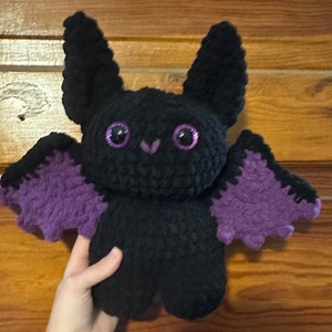 Crochet Bat Plush | Black and Purple Bat | Black and Red Bat | Handmade | Halloween Decor | Soft Stuffed Animal | Amigurumi | Gift Idea