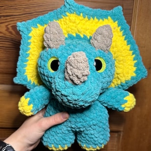 Dinosaur Plushie | Dinosaur Crochet Plushie | Dinosaur Crochet | Triceratops Crochet | Triceratops Plushie | Triceratops Stuffed Animal