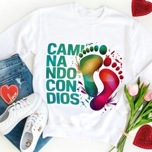 Spanish Bible Verse, Caminando con Dios, Frases religiosas PNG, Spanish svg, Frases biblicas, Frases cristianas, Tee Design Digital Download