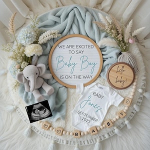 Boy Pregnancy Announcement Digital Baby Announcement Boy Gender Reveal Social Media Reveal Editable Template Its a Boy Little Brother