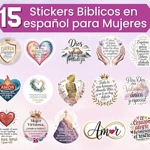 Inspirational Christian Stickers: 15 Spanish Bible Verse PNGs (Digital Download)