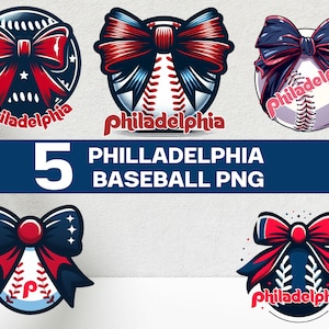 5 imágenes PNG de béisbol de Filadelfia con arcos, diseño del equipo de béisbol de Filadelfia, diseño de sublimación PNG