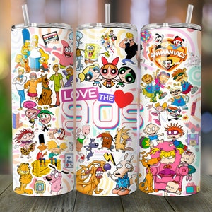 90s Baby Cute Tumbler Design, Sublimation Designs Downloads, 20oz Skinny Tumbler Template Sublimation Image Design PNG 90s Cartoons Desing