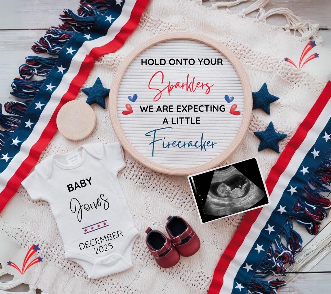 4th of July Pregnancy Announcement Digital July 4th Baby Announcement ...
