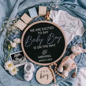Boy Pregnancy Announcement Digital Baby Announcement Boy Gender Reveal Social Media Reveal Editable Template Its a Boy Little Brother