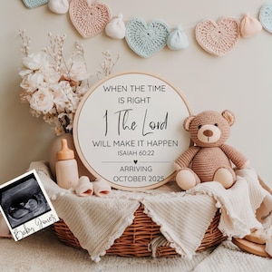 Boho Religious Pregnancy Announcement, Digital Scripture Baby Reveal, Editable Christian Template, Gender Neutral, Rainbow Baby, I the Lord