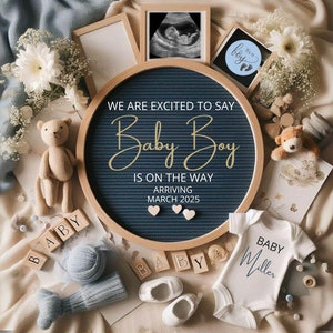 Boy Pregnancy Announcement Digital Baby Announcement Boy Gender Reveal Social Media Editable Template Its a Boy Little Brother Baby Boy