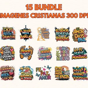 15 Spanish Bible Verse, Frases religiosas Espanol, Christian Phrases PNG Frases Cristianas Spanish Christian Quotes Christian Clipart Bundle