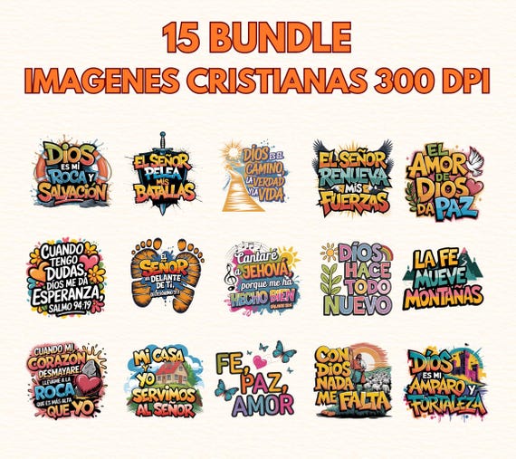 15 Spanish Bible Verse, Frases religiosas Espanol, Christian Phrases PNG Frases Cristianas Spanish Christian Quotes Christian Clipart Bundle