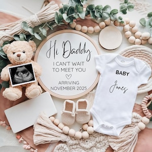 Husband Pregnancy Announcement Digital Social Media, Neutral Pregnancy Reveal Social Media Digital Baby Reveal,  See you Soon Daddy , Baby