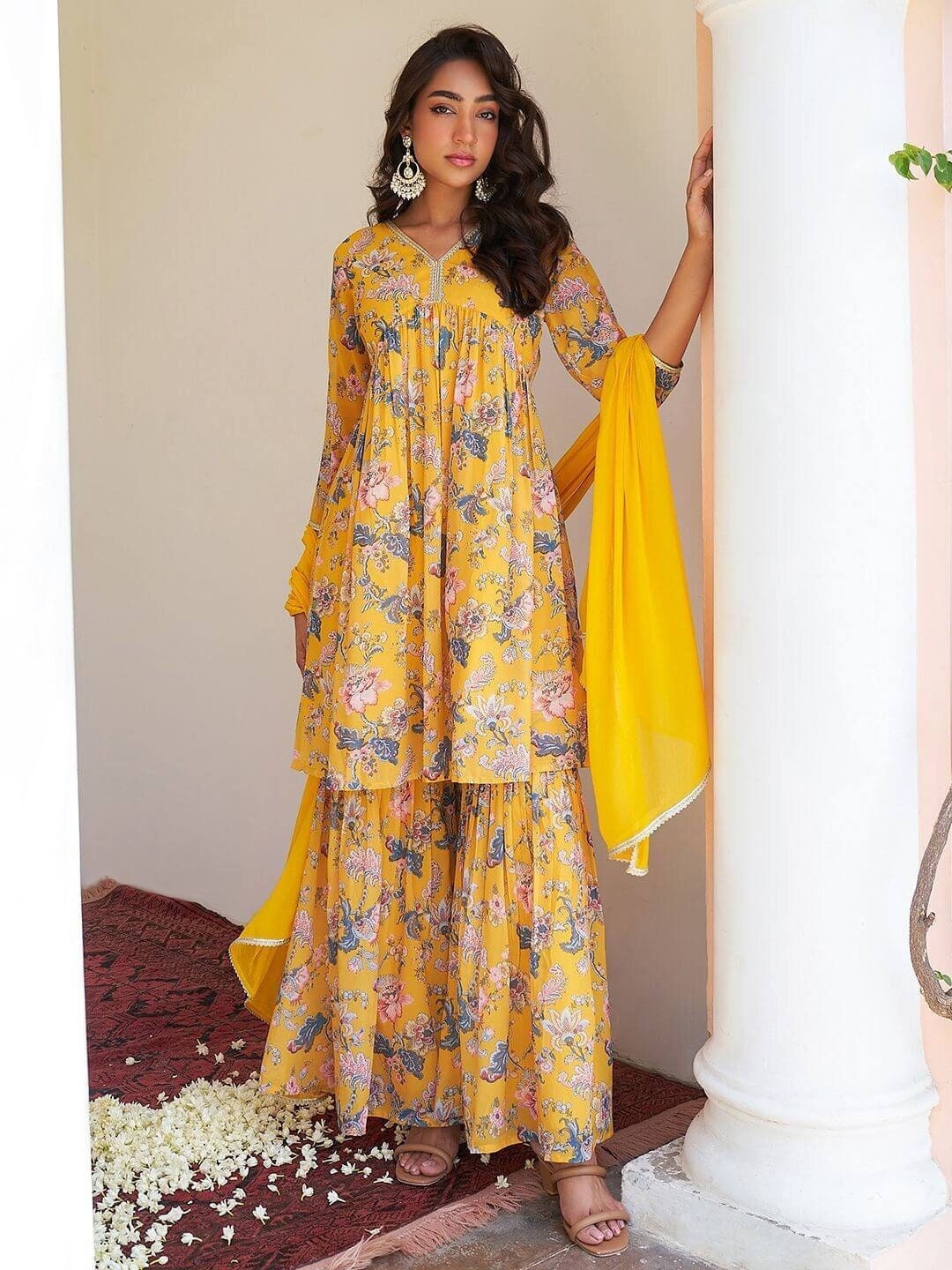 Printed clearance sharara suit