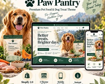 Paw Pantry Shopify Theme | Pet Food & Dog Treat Store Template (Digital Download)
