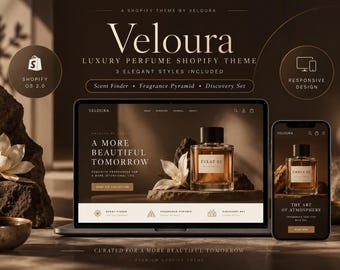 Parfum Shopify-thema: Website-sjabloon voor een parfumerie, Shopify OS 2.0 – Veloura