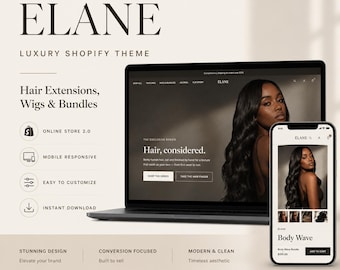 ÉLANE Luxury Hair Shopify Theme | Wig & Extensions Store Template (Digital Download)