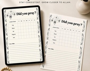 Afdrukbare islamitische gebedstracker, Ramadan Journal, Salah-kaart moslim kinderen (digitale download)