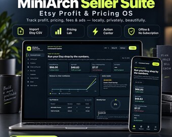 MiniArch Seller Suite | Etsy Profit & Pricing Dashboard (Digital Download)