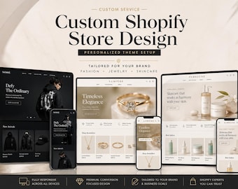 Ontwerp van een Shopify-webshop op maat, gepersonaliseerde thema-instellingen, mobielvriendelijke e-commerce website