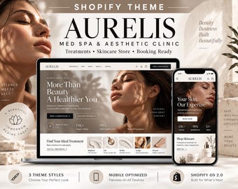 AURELIS Med Spa Shopify Theme, Beauty Clinic Website Template (Digital Download)