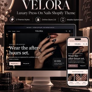 VELORA Press-On Nail Shopify Theme, Beauty Boutique Store (Digital Download)